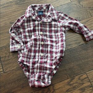 BABY GAP Infant Boy Striped Plaid One Piece Dress Shirt